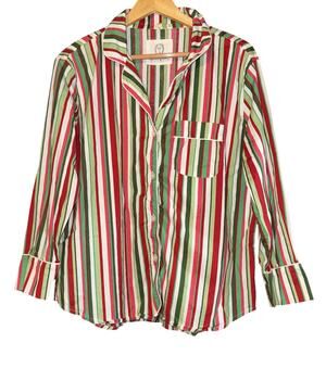 Printfresh Candy Cane Stripe Organic Cotton Pajama Top Women's Medium Cozy